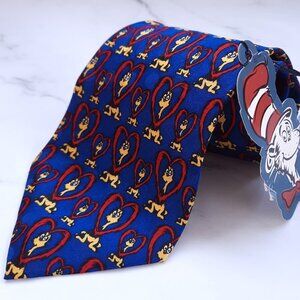 NEW Dr. Seuss The Cat In The Hat Silk Tie Heart Valentines Men's Necktie